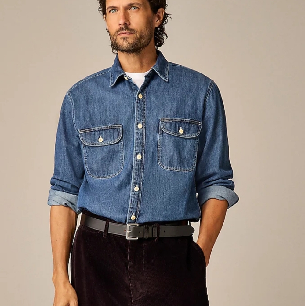 J. Crew Midweight denim workshirt men's size medium NWT!